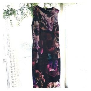 Karl Lagerfeld Floral Black & Plum Cocktail Dress